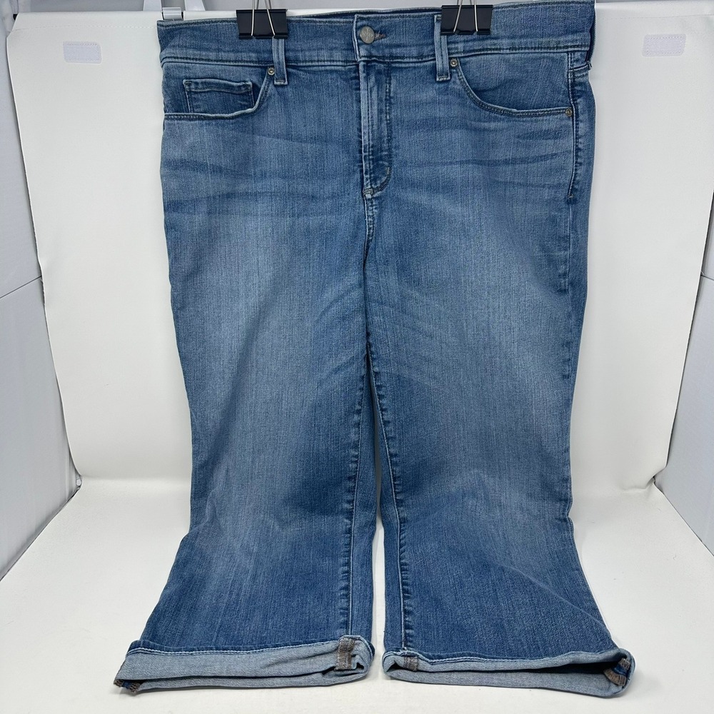 NYDJ Jeans Women 12 Blue Marilyn Crop Lift Tuck Straight Leg Stretch Denim
